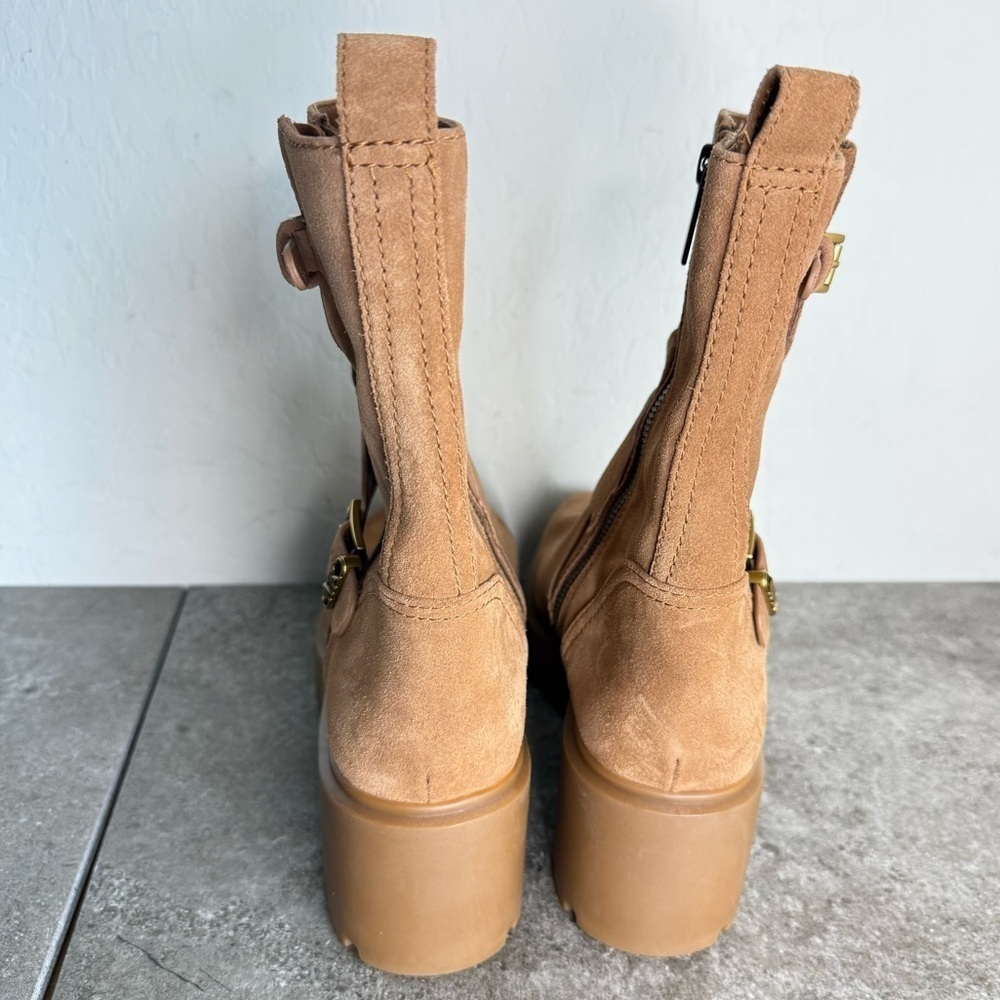 NEW Michael Michael Kors Perry Suede Leather Platform Moto Booties Size 9.5 - Picture 6 of 10